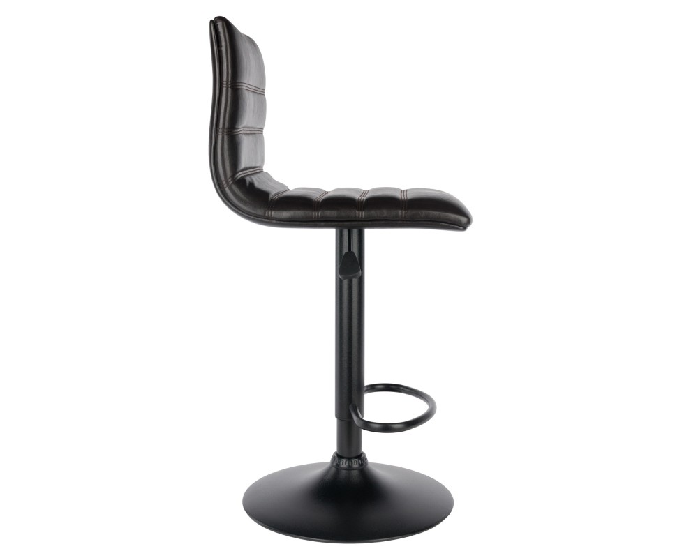 Holly Adjustable Swivel Stool with Faux Leather Seat and Backrest, 44' High, Espresso and Black
