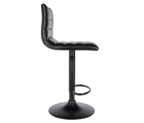 Holly Adjustable Swivel Stool with Faux Leather Seat and Backrest, 44' High, Espresso and Black