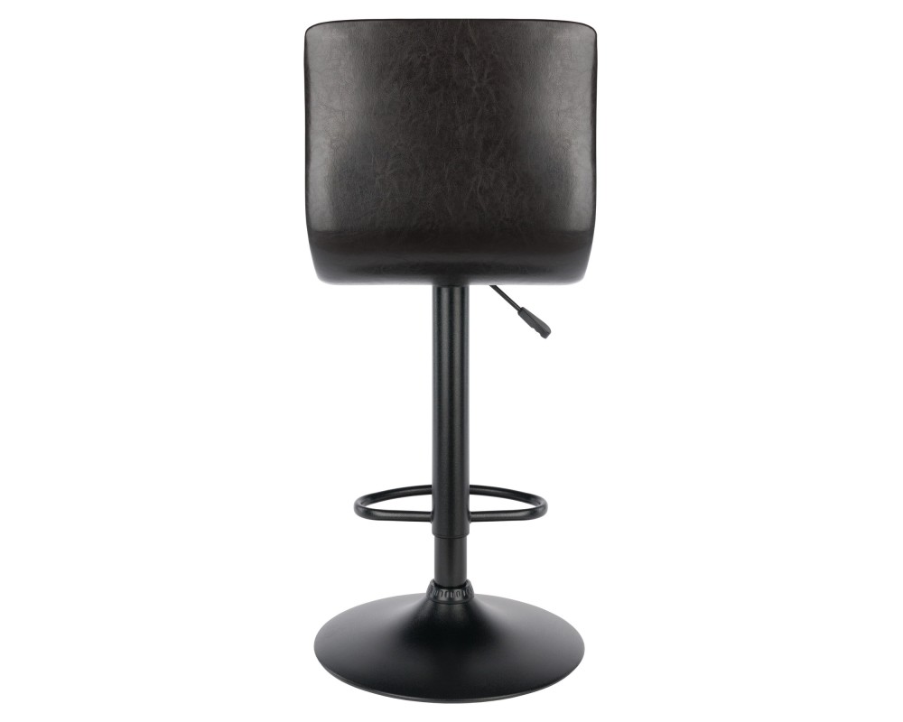 Holly Adjustable Swivel Stool with Faux Leather Seat and Backrest, 44' High, Espresso and Black