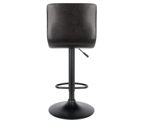 Holly Adjustable Swivel Stool with Faux Leather Seat and Backrest, 44' High, Espresso and Black