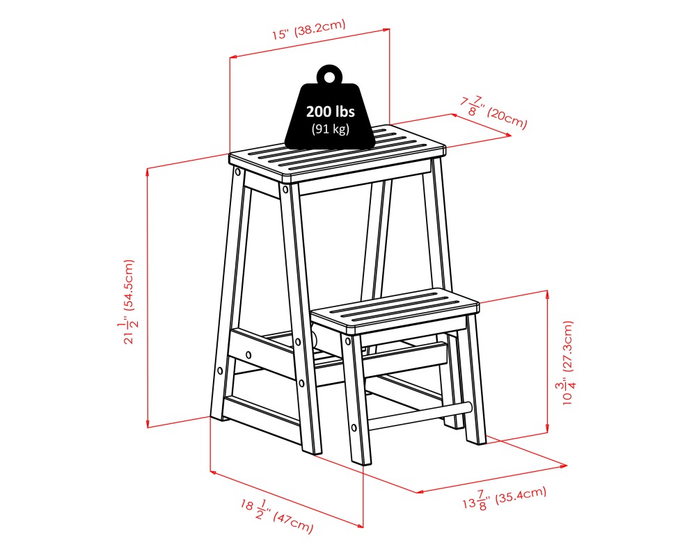 Ascend 2-Step Stool, 21' High, Walnut