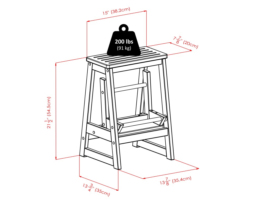 Ascend 2-Step Stool, 21' High, Walnut