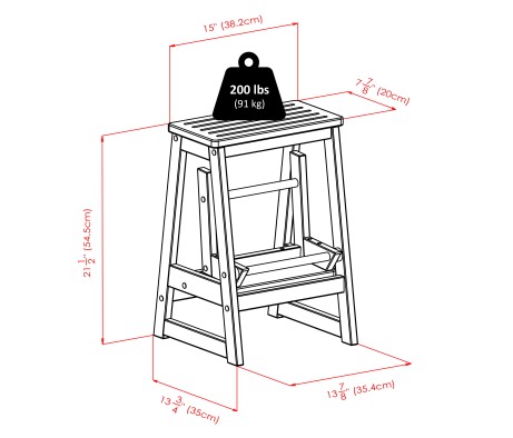 Ascend 2-Step Stool, 21' High, Walnut