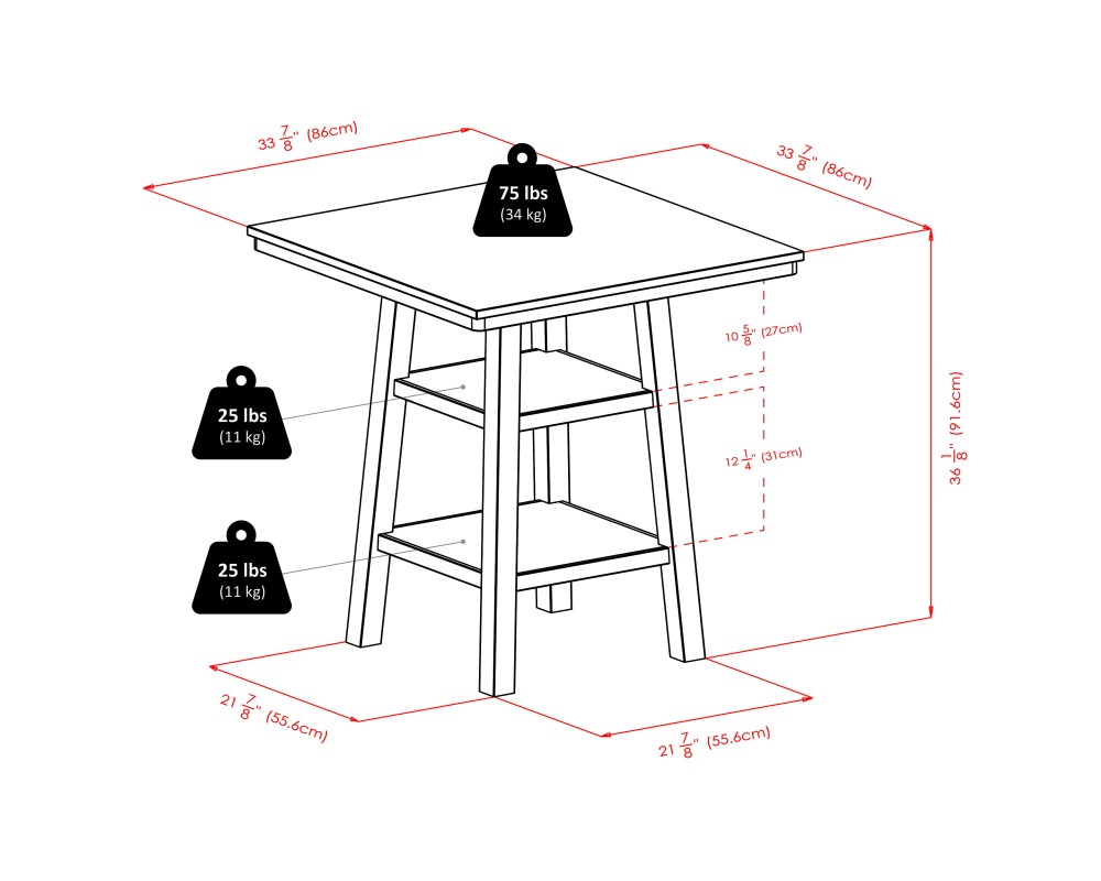 Orlando High Dining Table, Walnut