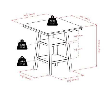 Orlando High Dining Table, Walnut