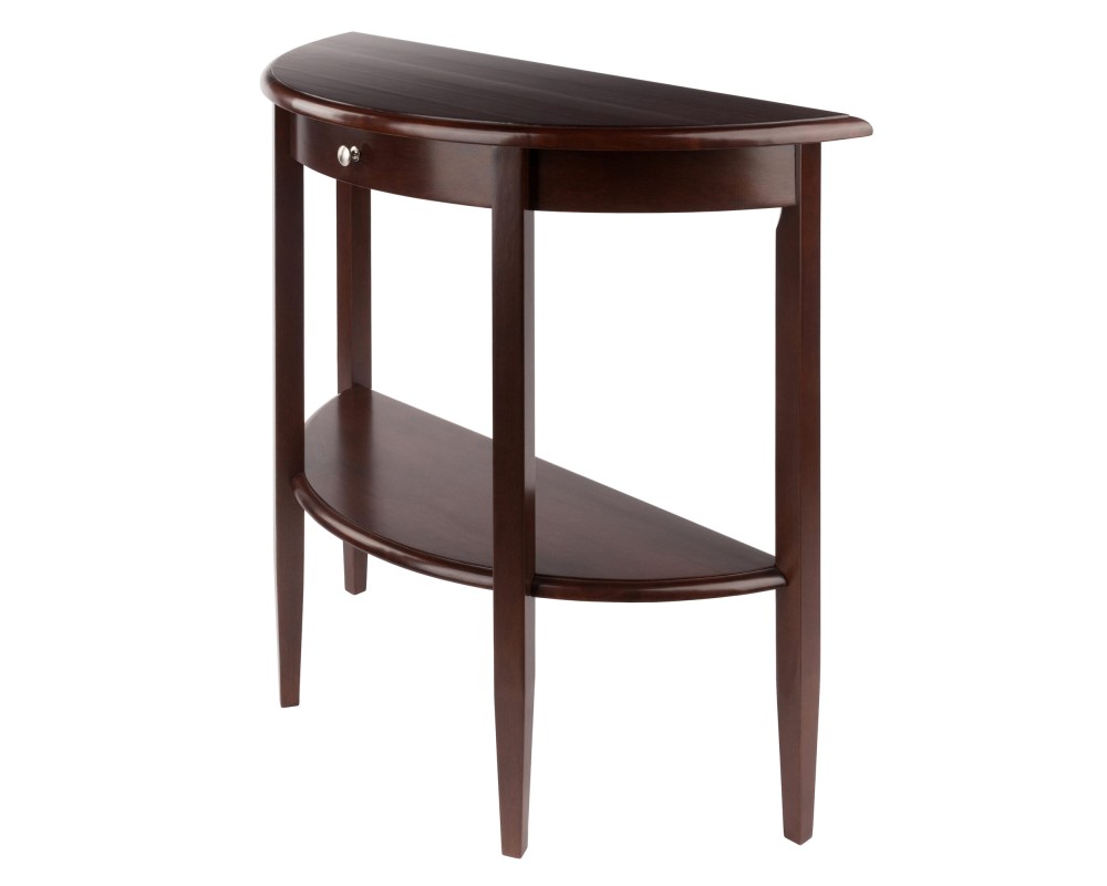 Concord Half Moon Console Table with Drawer, 39' Wide, 34' High, Walnut