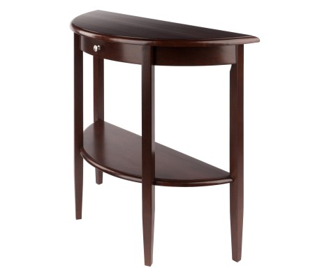 Concord Half Moon Console Table with Drawer, 39' Wide, 34' High, Walnut