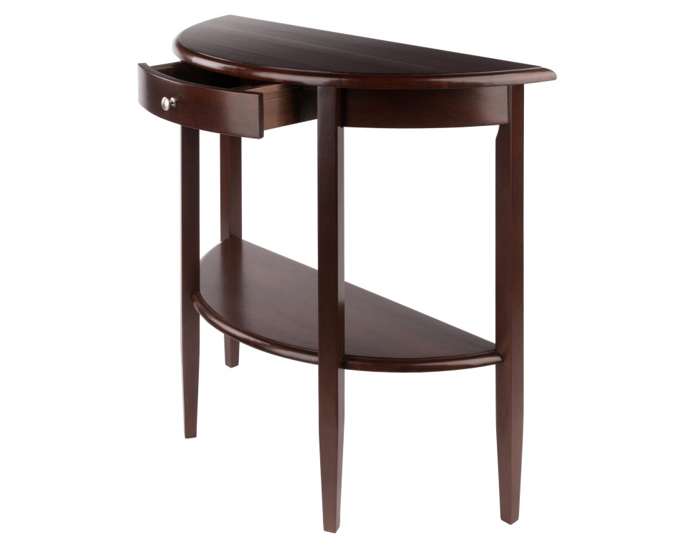 Concord Half Moon Console Table with Drawer, 39' Wide, 34' High, Walnut