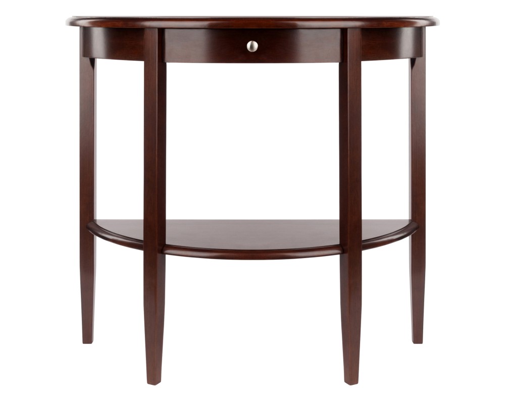 Concord Half Moon Console Table with Drawer, 39' Wide, 34' High, Walnut