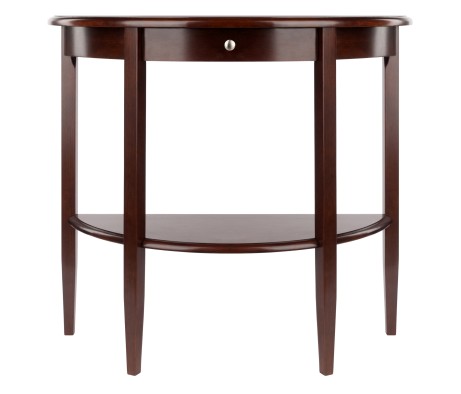 Concord Half Moon Console Table with Drawer, 39' Wide, 34' High, Walnut