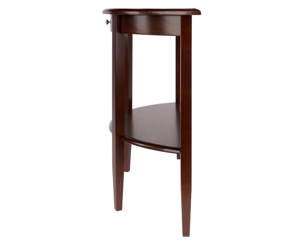 Concord Half Moon Console Table with Drawer, 39' Wide, 34' High, Walnut