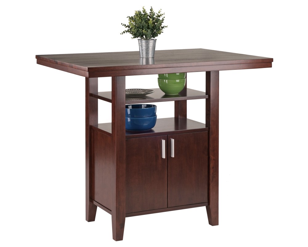 Albany High Table with Built-In Storage, 36' High, 42' Wide, Walnut