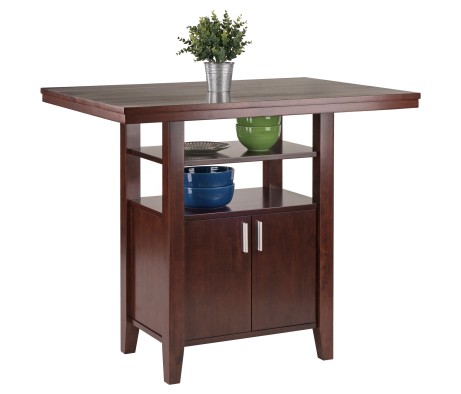 Albany High Table with Built-In Storage, 36' High, 42' Wide, Walnut