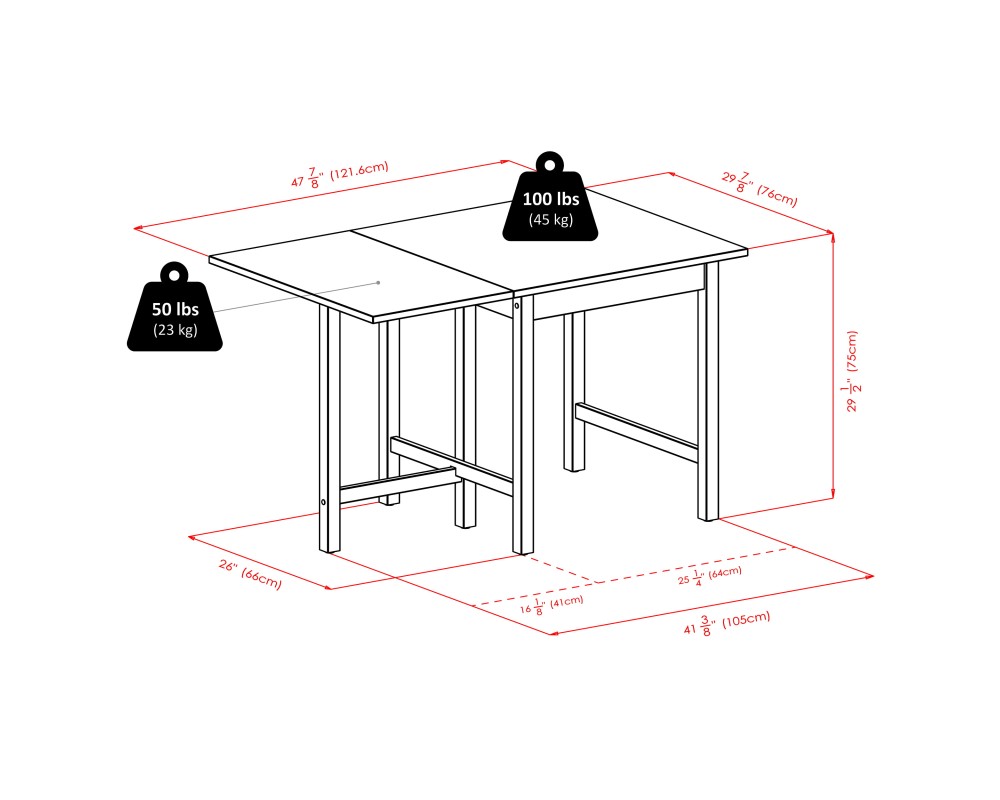 Lynden Extendable Dining Table, 48' Wide, 30' High, Walnut