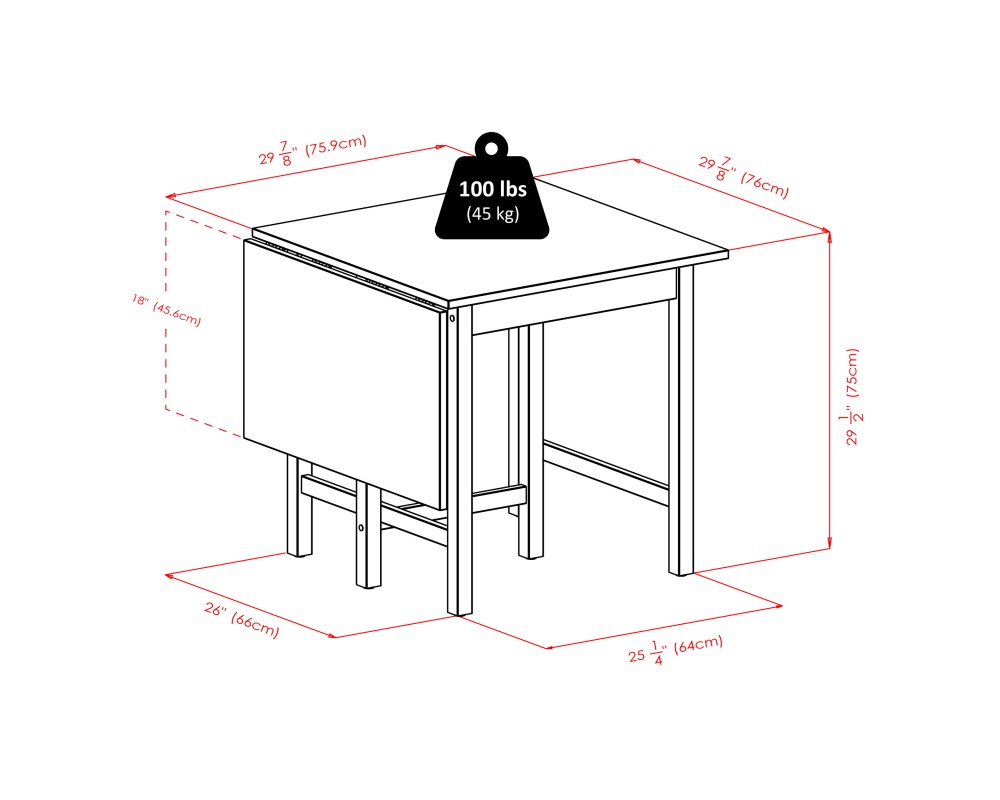 Lynden Extendable Dining Table, 48' Wide, 30' High, Walnut