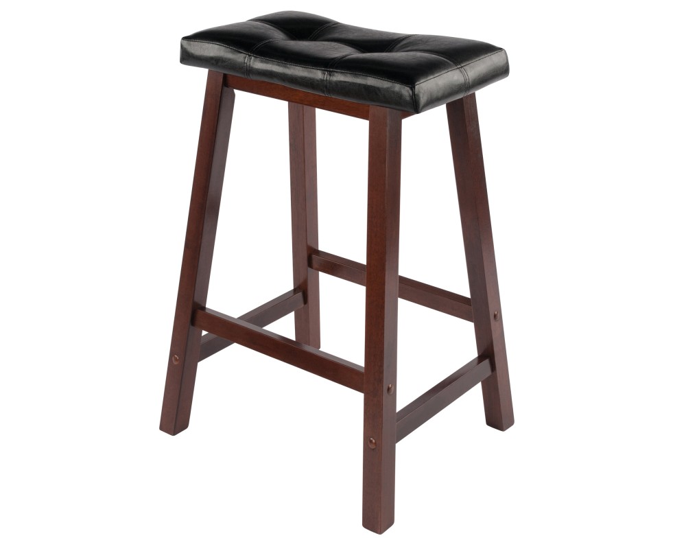 Mona Cushion Saddle Seat Counter Stool, Walnut and Black