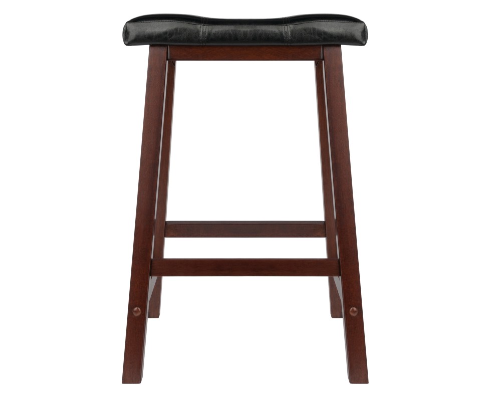 Mona Cushion Saddle Seat Counter Stool, Walnut and Black