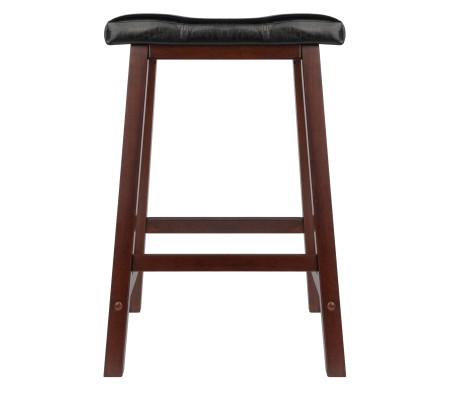 Mona Cushion Saddle Seat Counter Stool, Walnut and Black