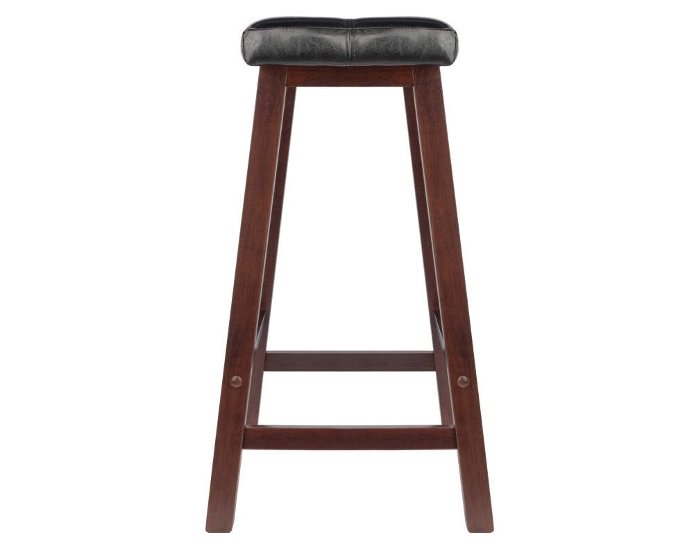 Mona Cushion Saddle Seat Counter Stool, Walnut and Black