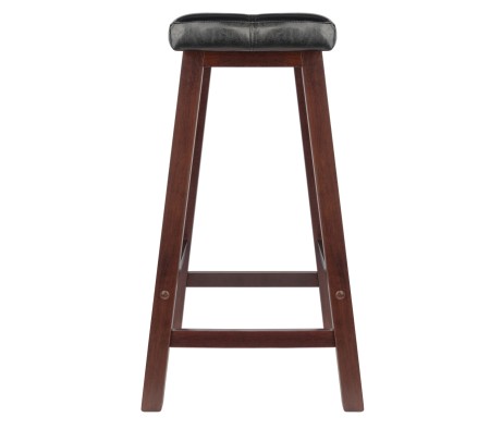 Mona Cushion Saddle Seat Counter Stool, Walnut and Black
