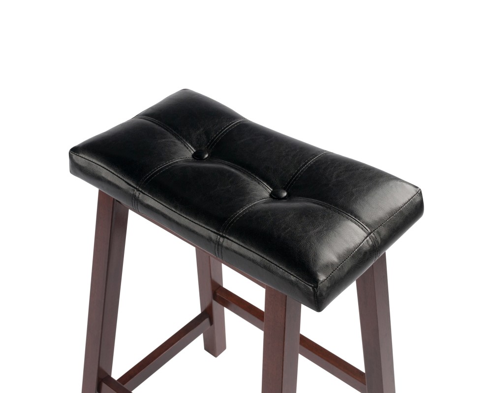 Mona Cushion Saddle Seat Counter Stool, Walnut and Black