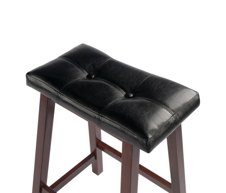 Mona Cushion Saddle Seat Counter Stool, Walnut and Black