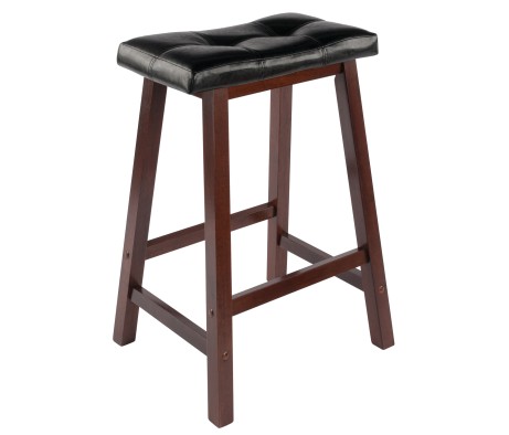 Mona Cushion Saddle Seat Counter Stool, Walnut and Black