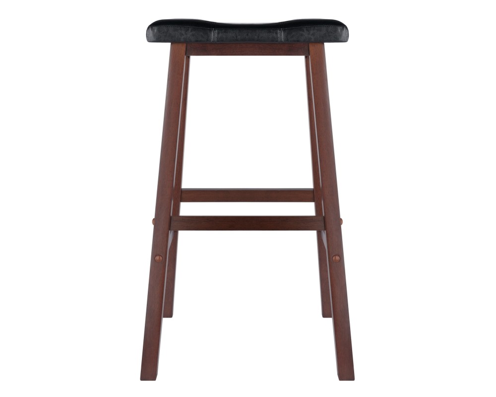 Mona Cushion Saddle Seat Bar Stool, Walnut and Black