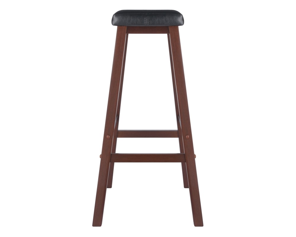 Mona Cushion Saddle Seat Bar Stool, Walnut and Black