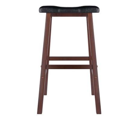 Mona Cushion Saddle Seat Bar Stool, Walnut and Black