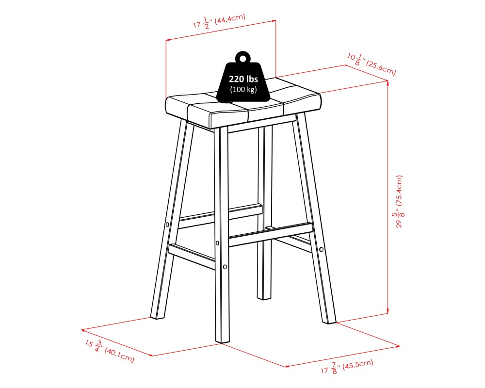 Mona Cushion Saddle Seat Bar Stool, Walnut and Black