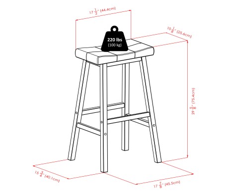 Mona Cushion Saddle Seat Bar Stool, Walnut and Black