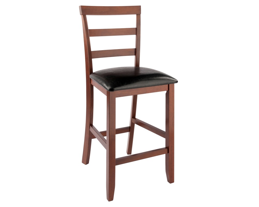 Simone 2-Pc Cushion Ladder Back Counter Stool Set, Walnut and Black