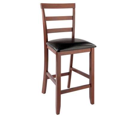 Simone 2-Pc Cushion Ladder Back Counter Stool Set, Walnut and Black