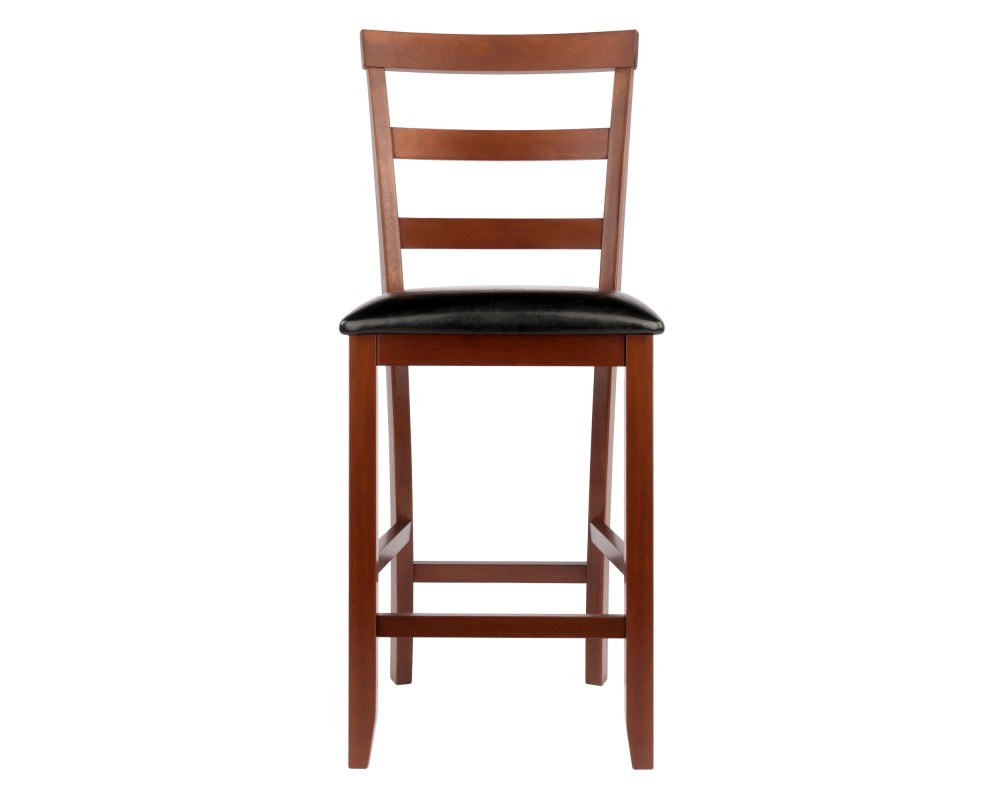 Simone 2-Pc Cushion Ladder Back Counter Stool Set, Walnut and Black