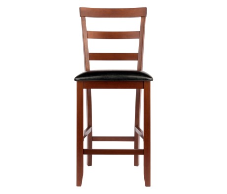 Simone 2-Pc Cushion Ladder Back Counter Stool Set, Walnut and Black