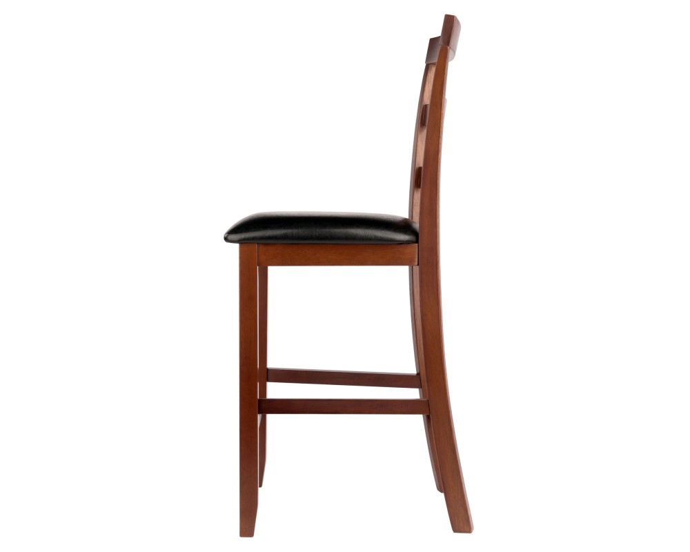 Simone 2-Pc Cushion Ladder Back Counter Stool Set, Walnut and Black