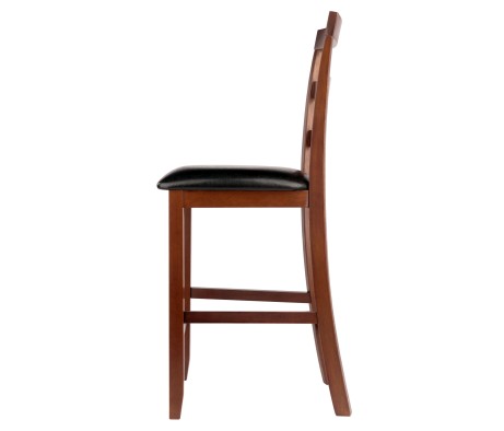 Simone 2-Pc Cushion Ladder Back Counter Stool Set, Walnut and Black