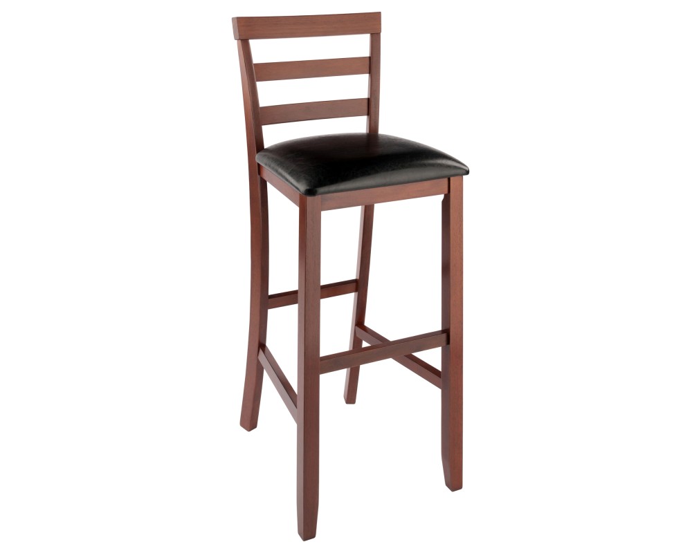 Simone 2-Pc Ladder-Back Cushion Seat Bar Stool Set, Walnut and Black