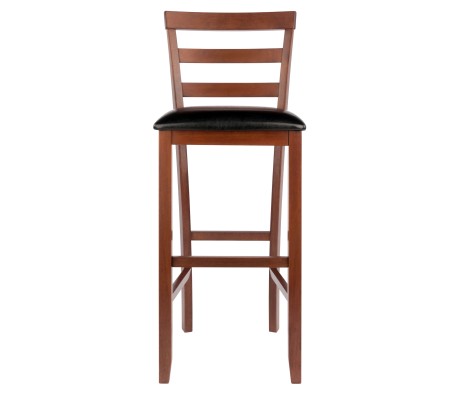 Simone 2-Pc Ladder-Back Cushion Seat Bar Stool Set, Walnut and Black