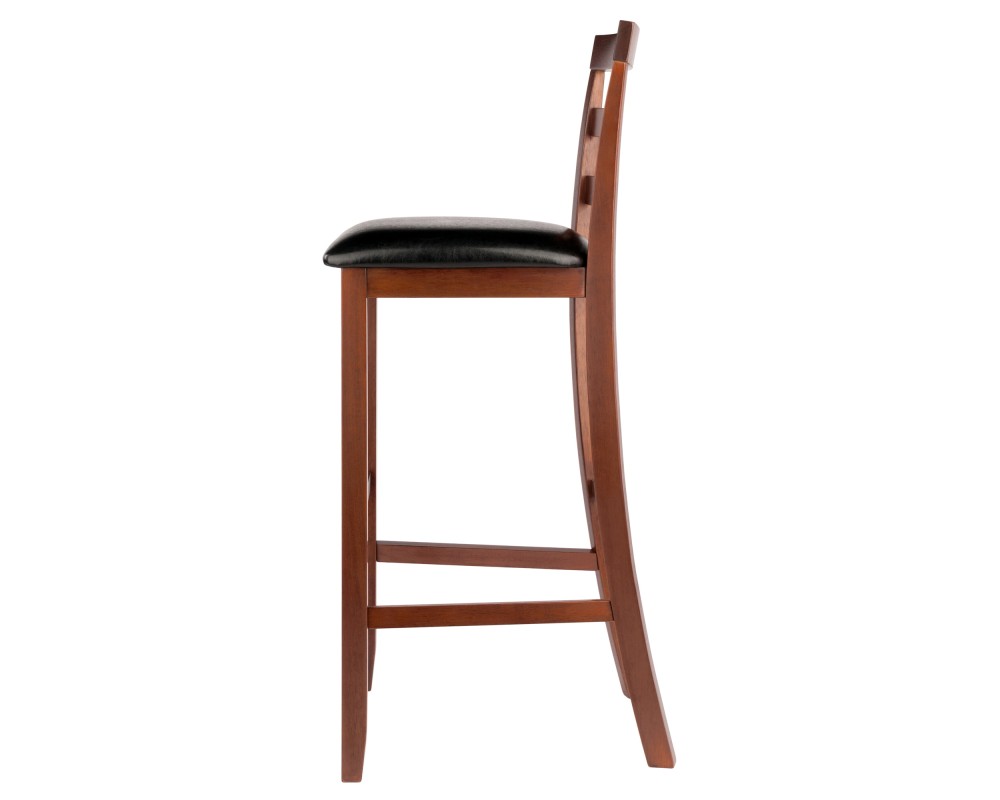 Simone 2-Pc Ladder-Back Cushion Seat Bar Stool Set, Walnut and Black