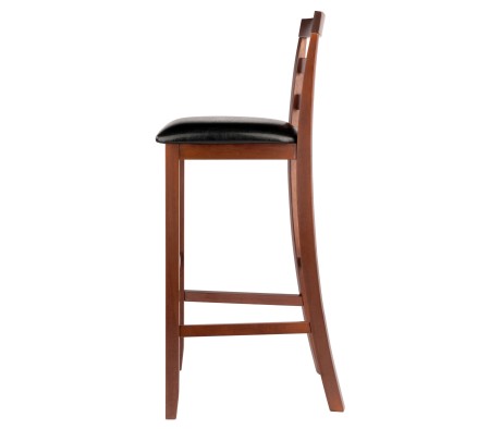 Simone 2-Pc Ladder-Back Cushion Seat Bar Stool Set, Walnut and Black