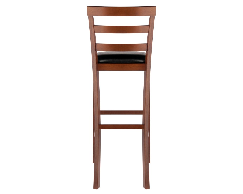 Simone 2-Pc Ladder-Back Cushion Seat Bar Stool Set, Walnut and Black