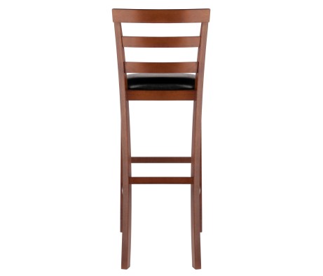 Simone 2-Pc Ladder-Back Cushion Seat Bar Stool Set, Walnut and Black