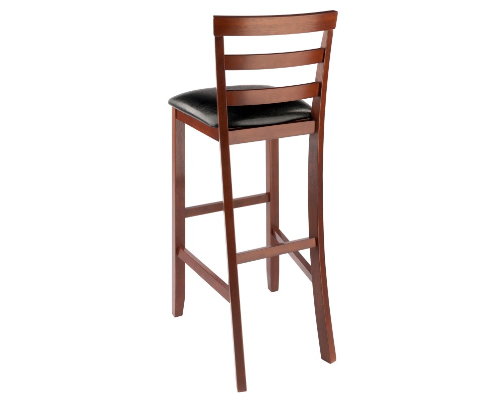 Simone 2-Pc Ladder-Back Cushion Seat Bar Stool Set, Walnut and Black