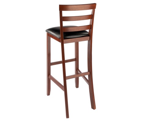 Simone 2-Pc Ladder-Back Cushion Seat Bar Stool Set, Walnut and Black