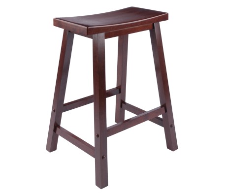 Satori Saddle Seat Counter Stool, Rustic Green and Walnut
