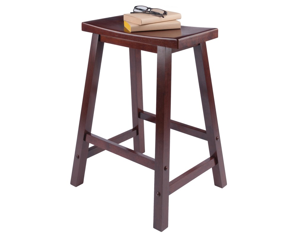 Satori Saddle Seat Counter Stool, Rustic Green and Walnut