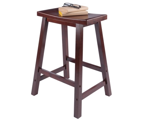 Satori Saddle Seat Counter Stool, Rustic Green and Walnut