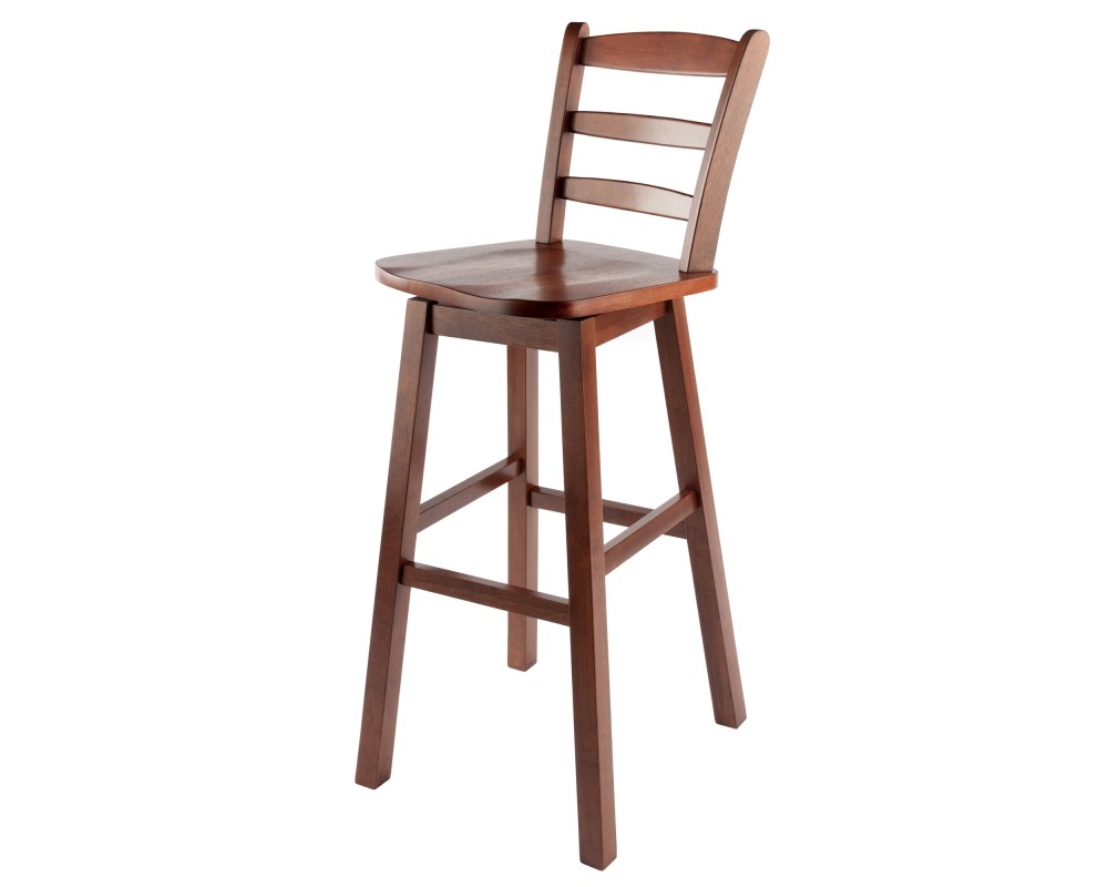 Scalera Ladder Back Swivel Seat Bar Stool, Walnut